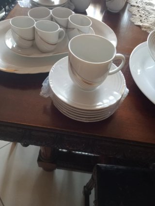 Servizio piatti vintage oro e bianco da 12 pezzi s