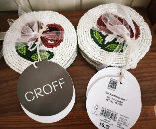 Set 8 Sottobicchieri CROFF Perline nuovi Coin etic