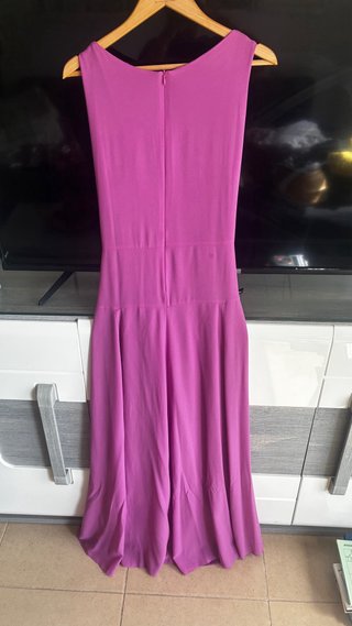 Vestido largo rosa con cinturón