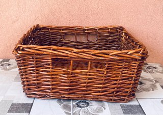 Cesto Quadrato Vimini Intrecciato a Mano