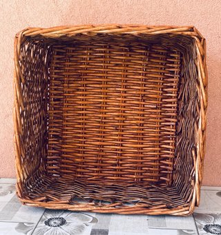 Cesto Quadrato Vimini Intrecciato a Mano