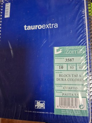 Blocs tapa dura tauroextra Tamaño cuarto pauta 3.5