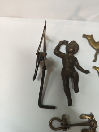 Lotto 5 pezzi bronzo/ottone antico