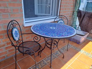 Mesa y 4 Sillas Forja Diseño Cerámica
