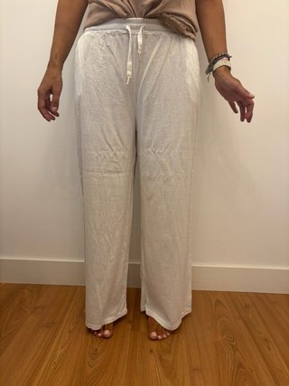 Pantalones anchos de lino blancos