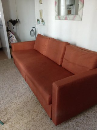 Sofá Cama Naranja Tela - 4 Meses Uso