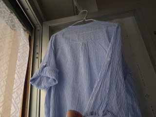 Camicia Tunica Lunga a Righe Bianche e Azzurre