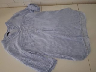 Camicia Tunica Lunga a Righe Bianche e Azzurre