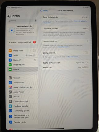 ipad air 11 m3 wifi + cellular de 128gb, 0 ciclos