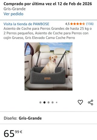 Asiento Coche Perro PAWBOSE Gris