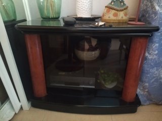 Mesa TV cristal y madera