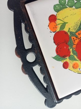 Colgador de cocina con azulejo de frutas