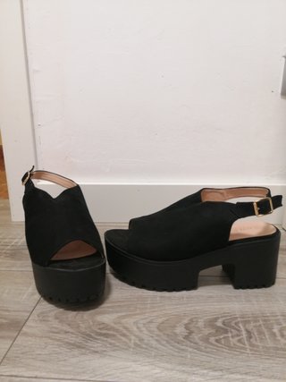 Sandalias de Tacón con Plataforma Negras Talla 40