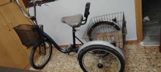 Triciclo con cesta delantera y trasera