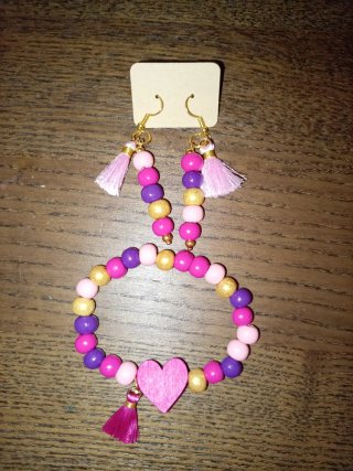 Set gioielli con cuore e nappine