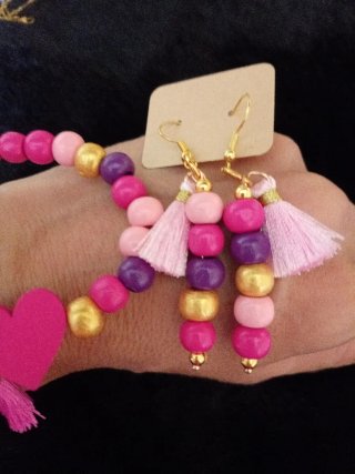 Set gioielli con cuore e nappine