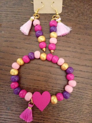 Set gioielli con cuore e nappine