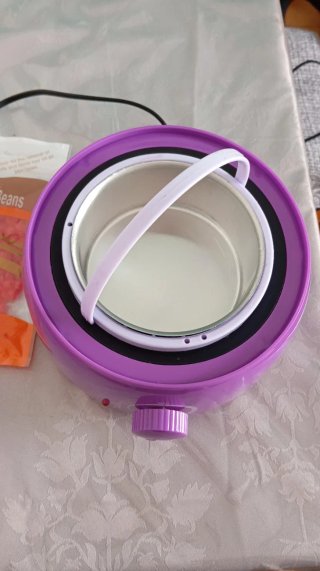 Calentador de cera púrpura con accesorios
