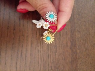 Anello regolabile sole con turchese