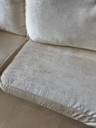 Sofá i sillón de tela beige y blanco ...