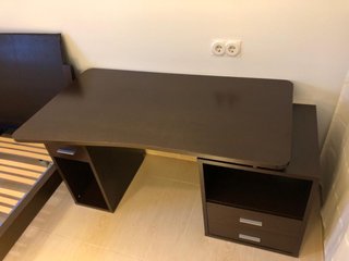 Mesa escritorio madera oscura