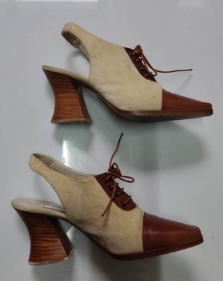 Zapatos Pura López piel destalonados beige/marrón