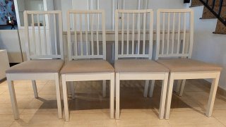 Mesa de Comedor Extensible Blanca Ikea con 3 silla