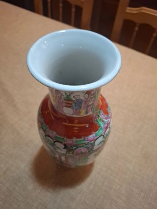 Jarrón chino porcelana dorado