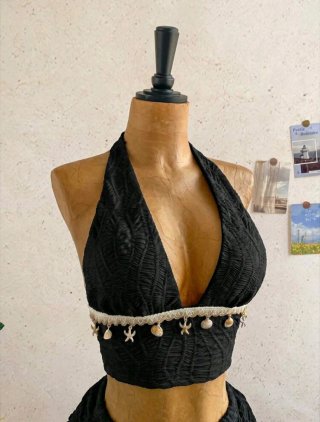 Conjunto negro festival top y falda PANTALÓN