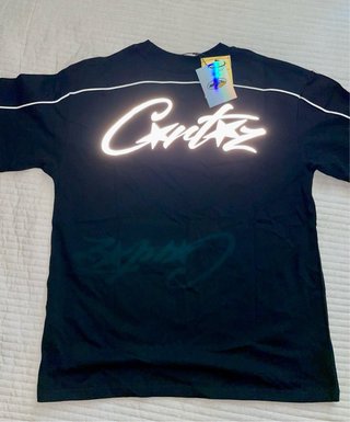 Maglietta Corteiz nera logo riflettente