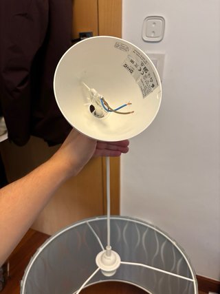 Lámpara Ikea Loknas tela azul y blanco