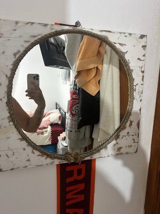Espejo Rústico/Vintage Madera y Cuerda