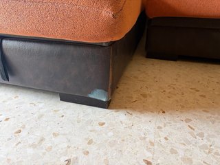 Sofá Chaise Longue tela marrón y naranja