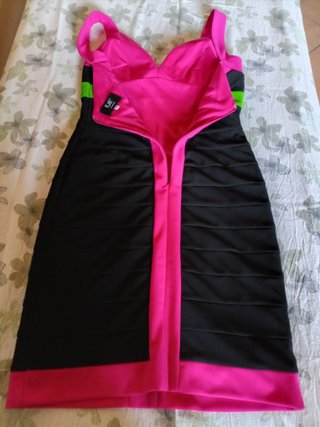 Vestito donna elegante colore nero e fucsia tg. 46