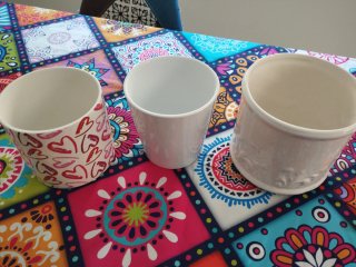 3 Cubre Macetas Cerámica Decorativos