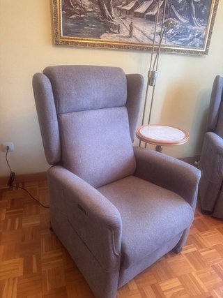 2 Sillones Eléctricos Tela Beige/Gris