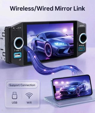 Radio Coche Pantalla Táctil 1 Din CarPlay