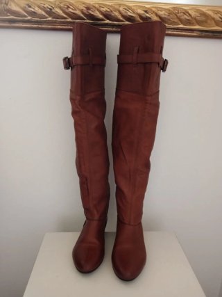 Stivali alti in pelle marrone n.39