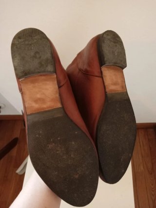Stivali alti in pelle marrone n.39