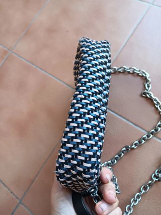 Bolso Bimba y Lola tejido azul y blanco