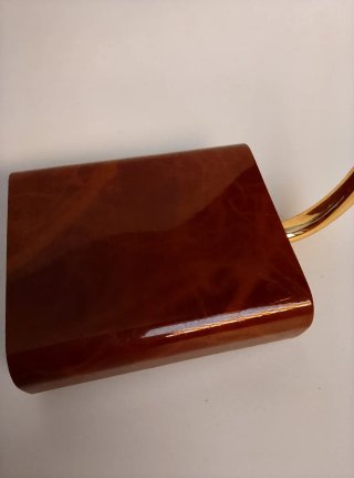 Lampada da tavolo design legno e oro