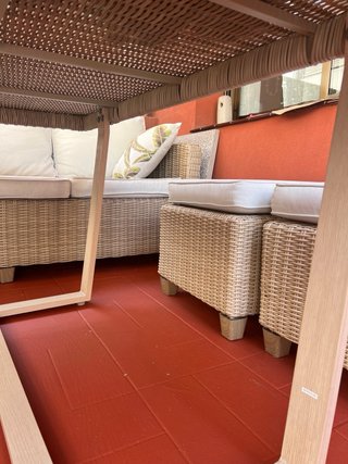 Conjunto Muebles Jardín Ratán Beige con mesa