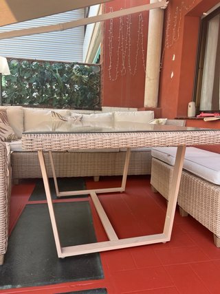 Conjunto Muebles Jardín Ratán Beige con mesa