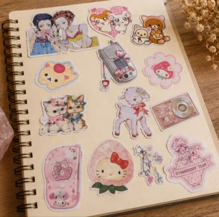 Pegatinas Kawaii Anime Estilo Retro Pink