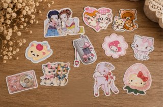 Pegatinas Kawaii Anime Estilo Retro Pink