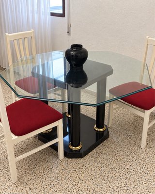 Mesa comedor cristal templ. octogonal + decorativa