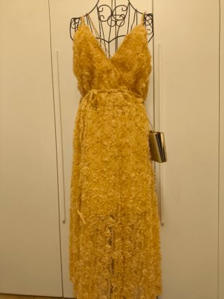 Guess Abito Lungo Floreale Oro