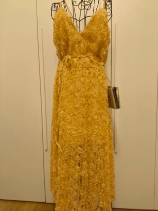 Guess Abito Lungo Floreale Oro