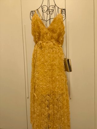 Guess Abito Lungo Floreale Oro