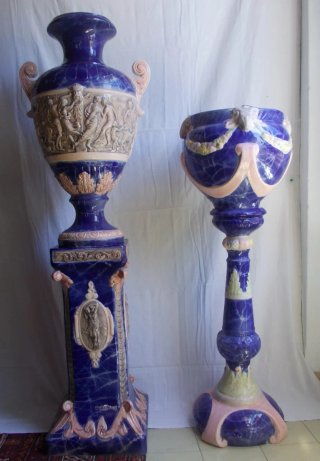 Jarrones Cerámica Grandes Azul y Rosa